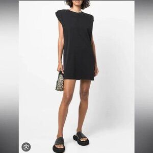 ANINE BING tanner dress sleeveless shoulder pads mini 100% organic cotton S